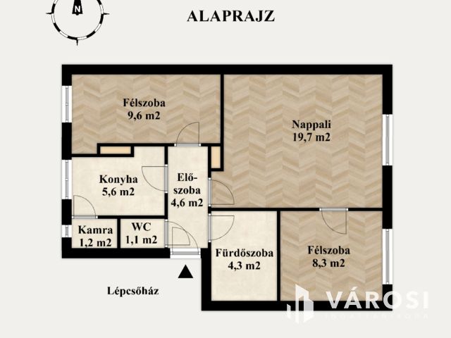 Nappali+2 hálószobás, földszinti lakás, zöldövezetben
